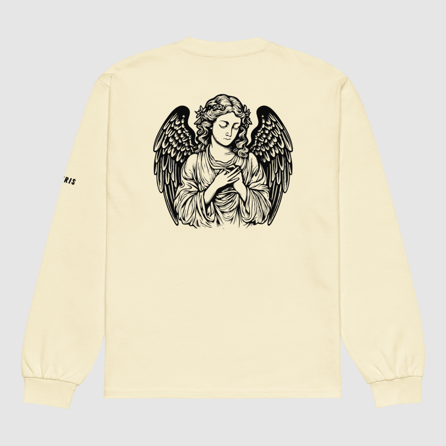 Moletom amarelo desbotado e Anjo nas costas
